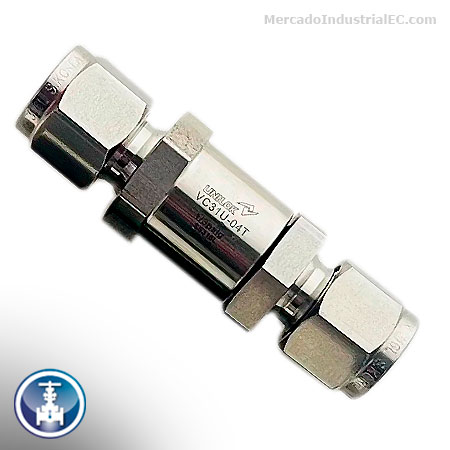 Válvula de check 1/4″ OD  3000 libras inoxidable F-316 Unilok (Act. 03-26)