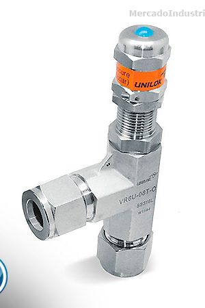 Válvula de Alivio psv 1/2" OD  6000 libras inoxidable F-316 Unilok VR6-U-8T-SS-Y RESORTE 350 A 750 PSI(Act. 08-26)